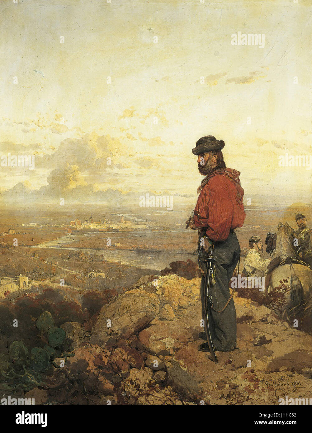 Giuseppe Garibaldi steht unten in Capua, Oktober 1860 durch Girolamo Induno Stockfoto