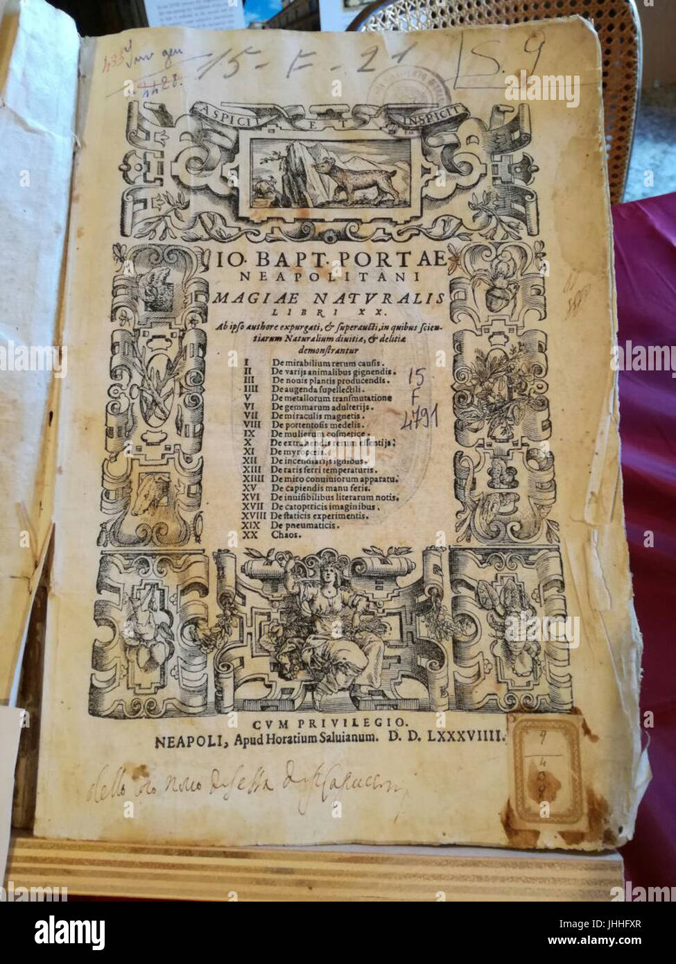 Magiae Naturalis Sive de Miraculis Rerum Naturalium (Giovanni Battista Della Porta, 1584) Stockfoto