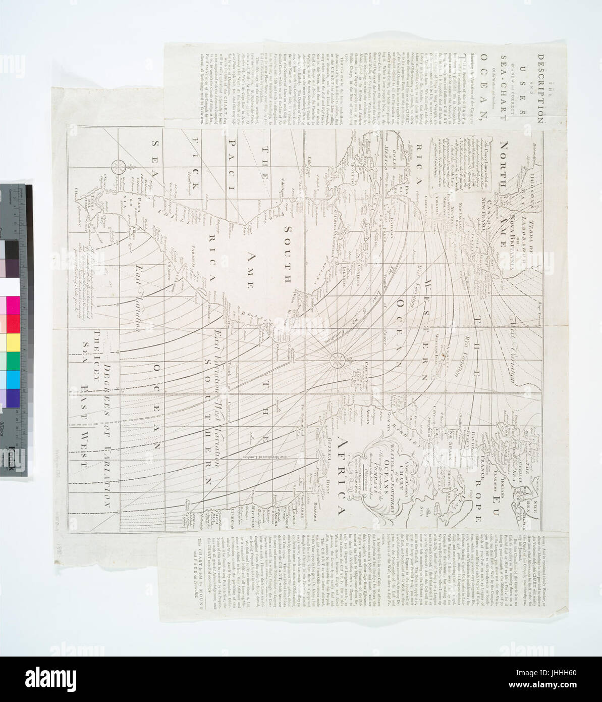 Eine neue und korrekte Diagramm der westlichen & südlichen Ozeane - deutete die Variationen des Kompasses nach den neuesten und besten Beobachtungen (NYPL b15317639-434475) Stockfoto
