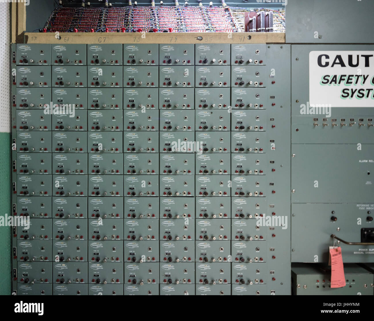 Details der elektrischen Schalttafeln, Control Room, The B Reaktor Hanford, in der Nähe von Richland, Washington Stockfoto