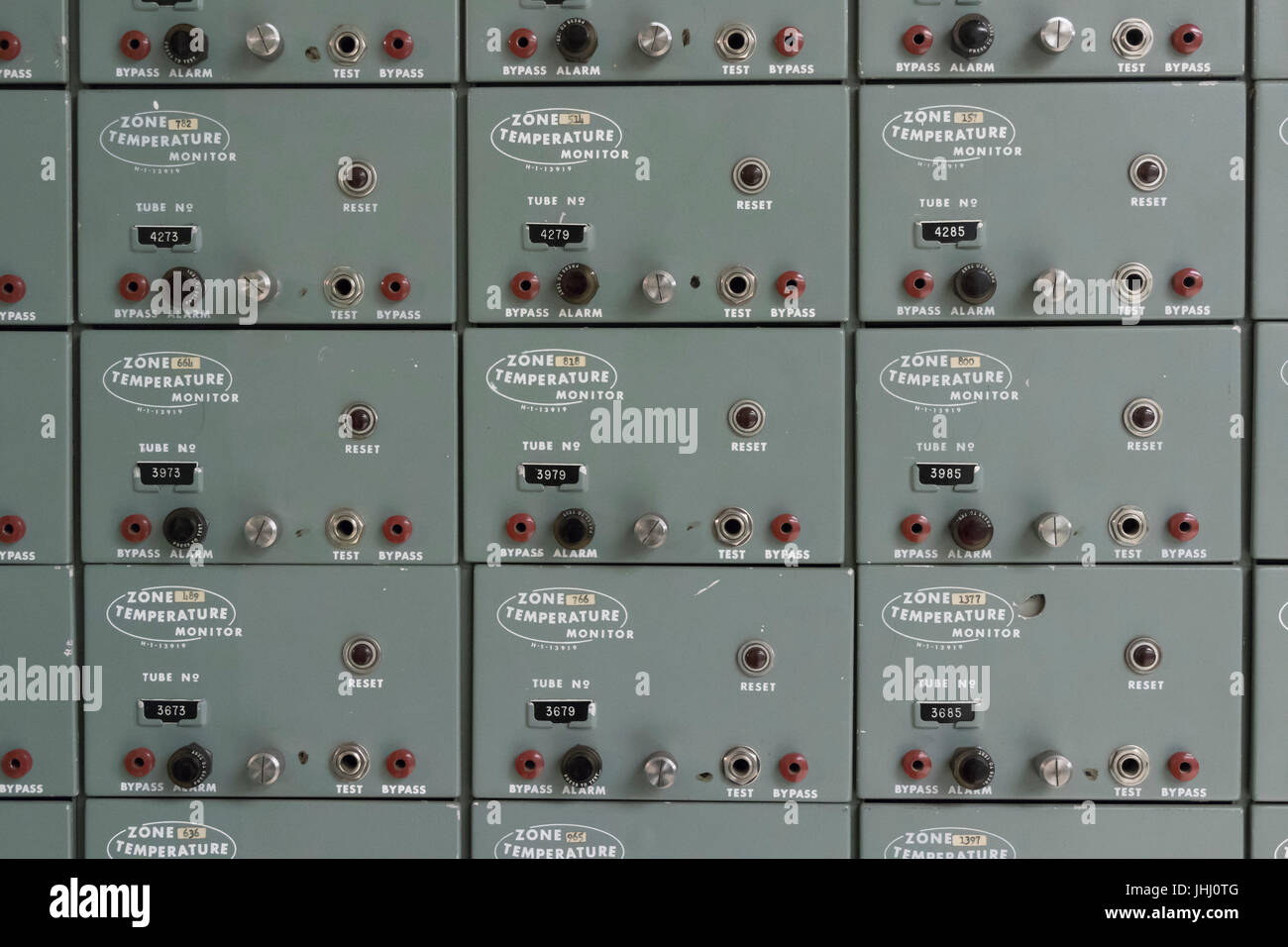 Control Room, The B Reaktor Hanford, nahe Richland, Washington Stockfoto