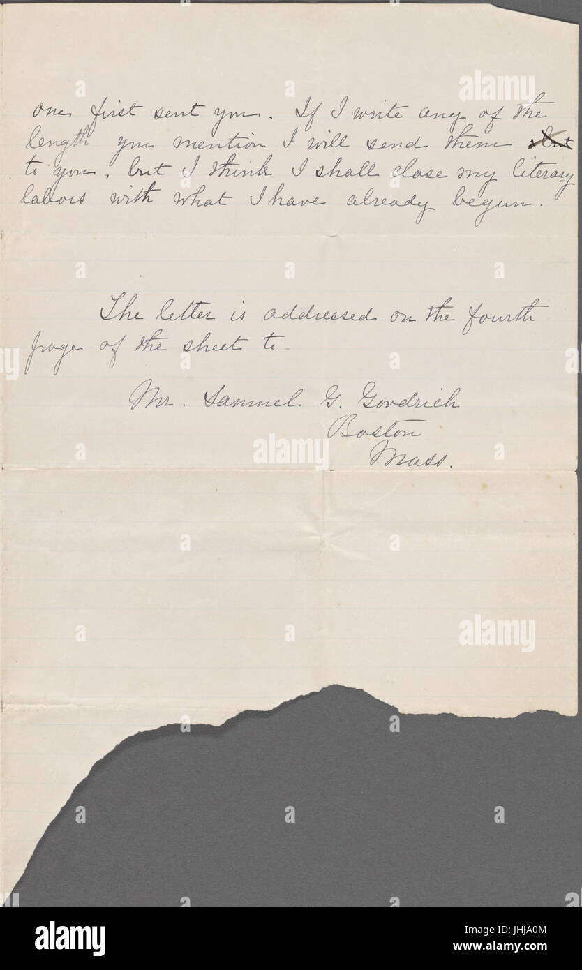Goodrich, Samuel G., Brief an. 20. Dezember 1829. Kopieren Sie in unbekannter Hand (NYPL b15823745-5046971) Stockfoto