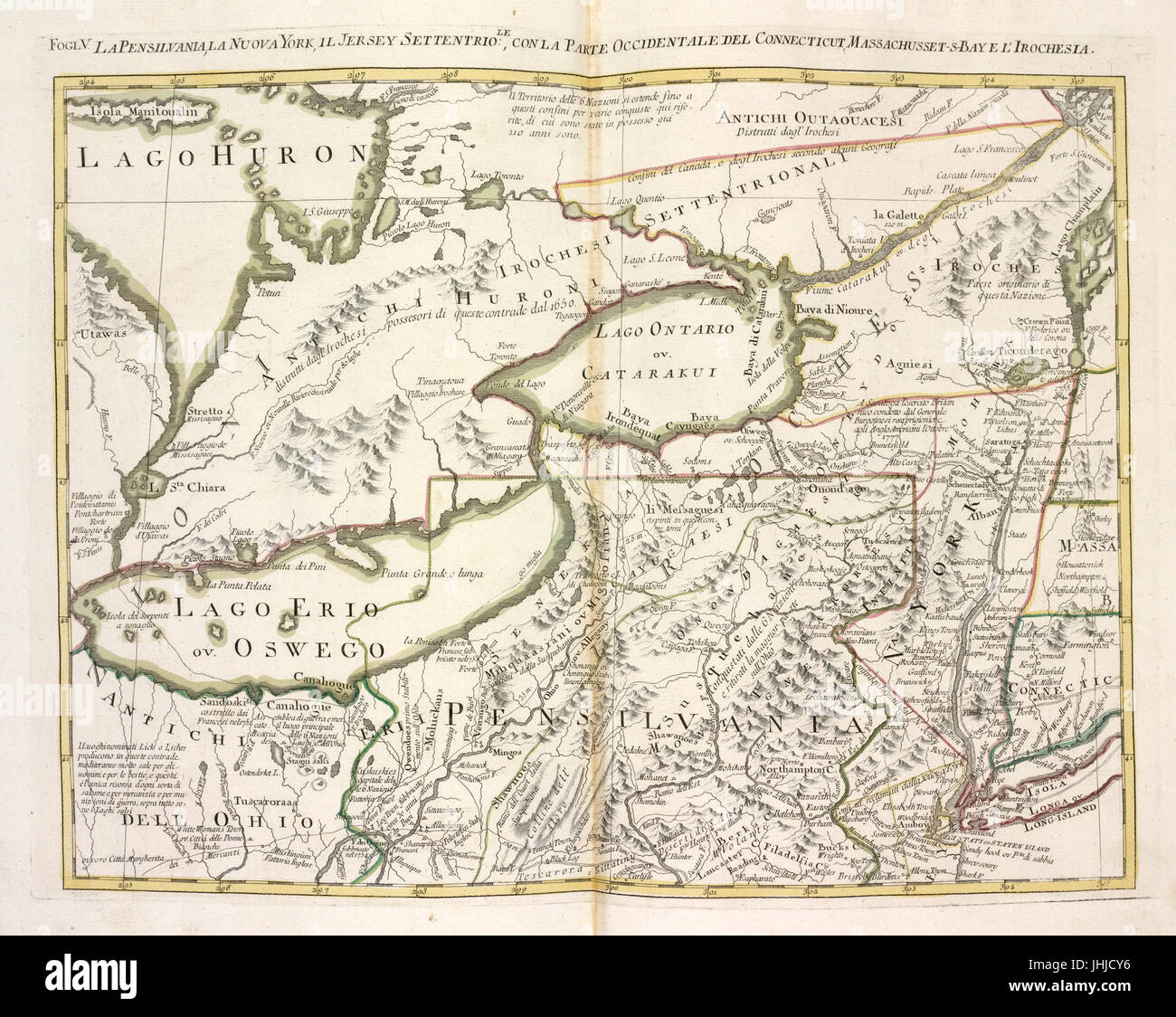 La Pensilvania, la Nuova York, il Jersey Settentriole - Con la Parte Occidentale del Connecticut, Massachusset-s-Bucht e l'Irochesia (NYPL b15320487-433746) Stockfoto