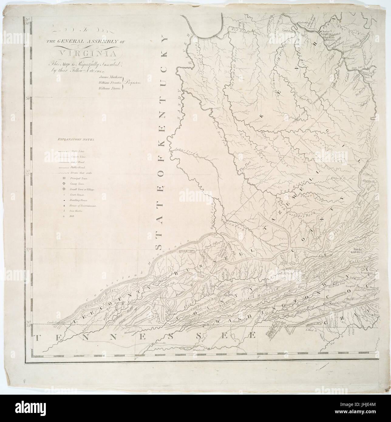 Eine Karte von Virginia - gebildet aus aktuelle Umfragen und die neuesten und genauesten Beobachtungen (NYPL b15063213-1949374) Stockfoto