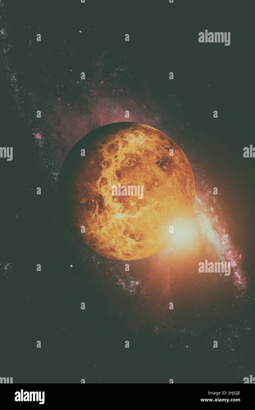 Sonnensystem - Venus. Es ist der zweite Planet von der Sonne. Es ist eine terrestrische Planeten. Nach dem Mond, es ist das hellste natürliche Objekt in der Nahe. Stockfoto