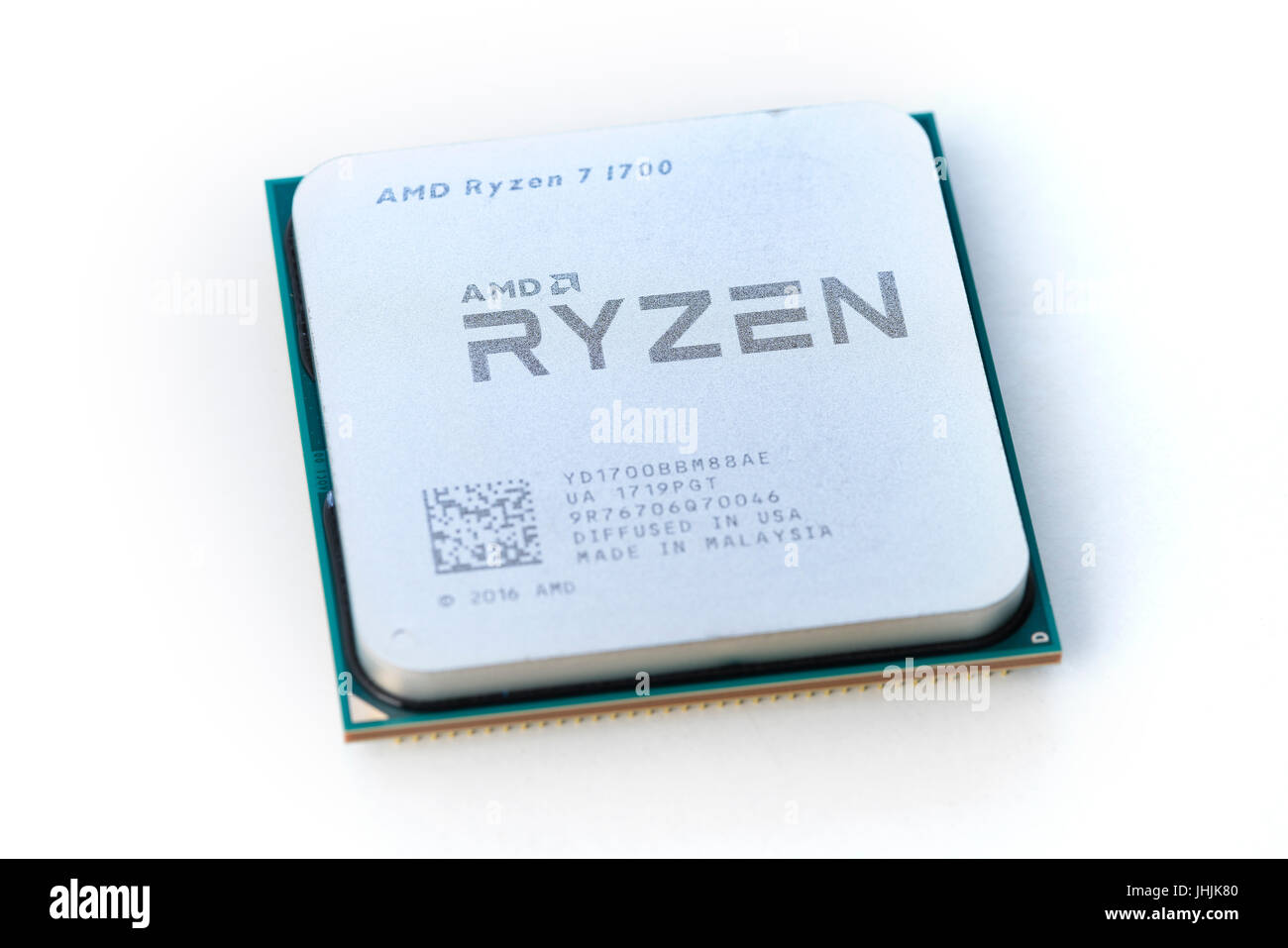 Nahaufnahme von AMD Ryzen 7 1700 CPU Stockfoto