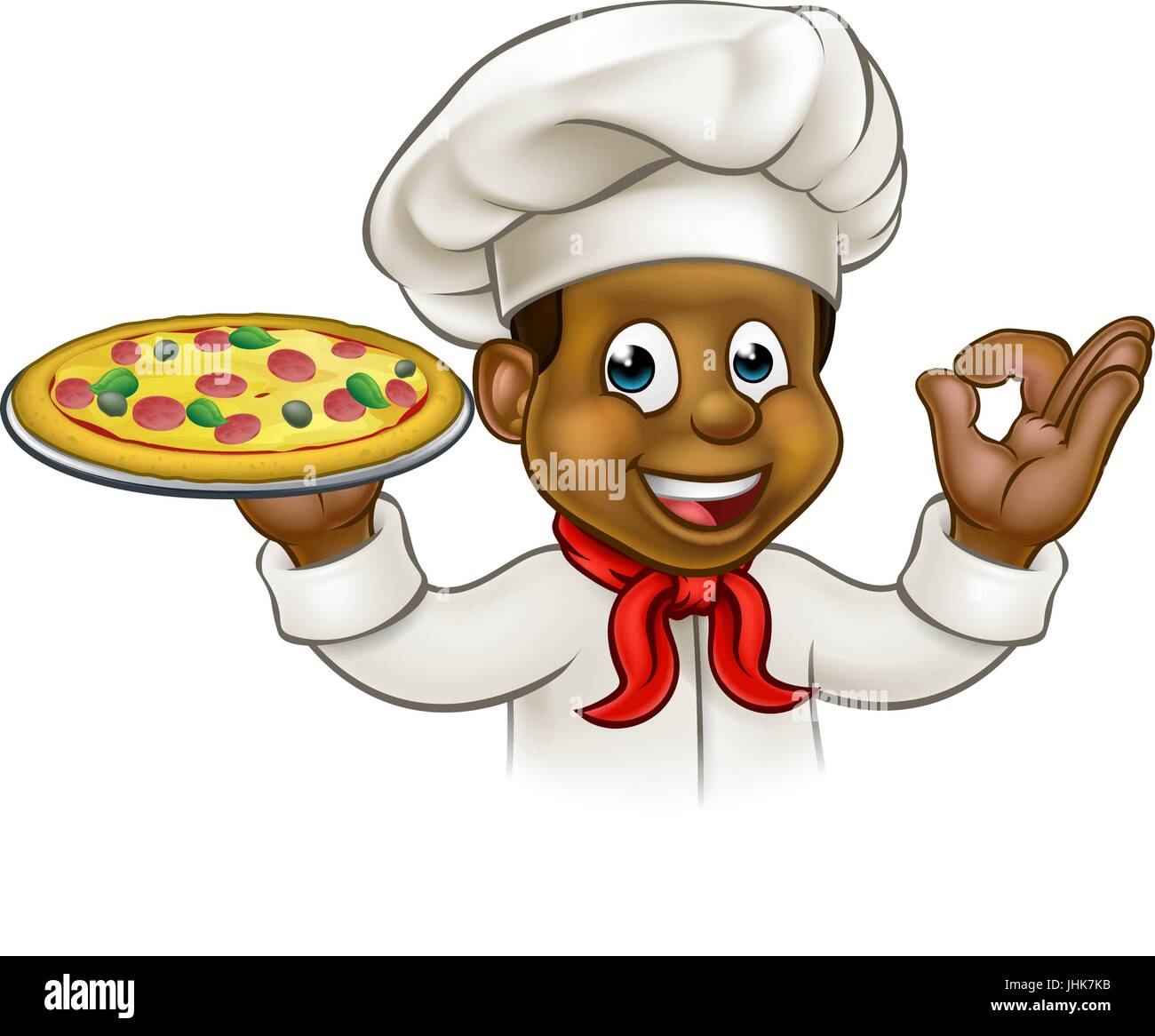 Cartoon schwarz Pizzabäcker Stock Vektor