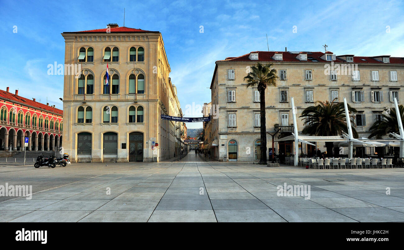 SPLIT, Kroatien - 19.Februar: Blick auf die Stadt historischen Zentrum von Split, Kroatien am 19. Februar 2017. Split ist die Hauptstadt der Region Dalmatien Kroatien Stockfoto
