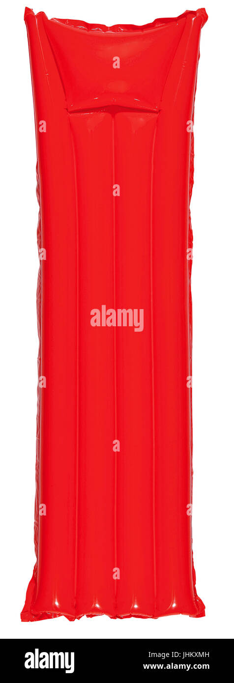 Roten Luft Pool Matratze isoliert auf weiss Stockfoto