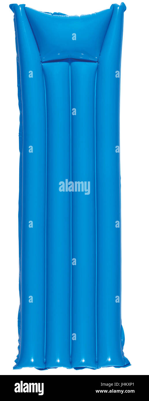 Blaue Luft Pool Matratze isoliert auf weiss Stockfoto