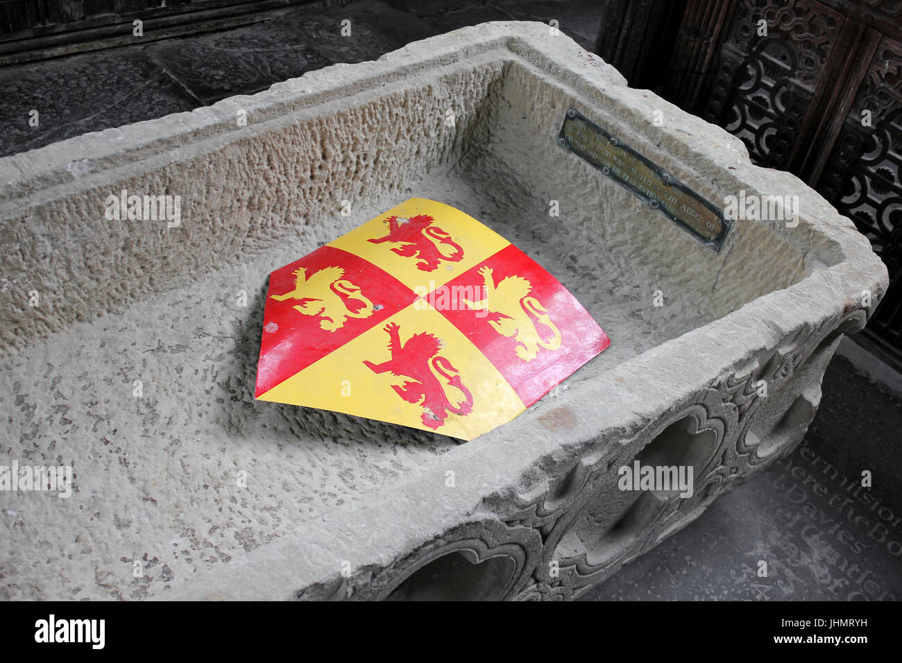 Llywelyn dem großen Steinsarg in Gwydir Kapelle, St Grwst Kirche, Romanum Stockfoto
