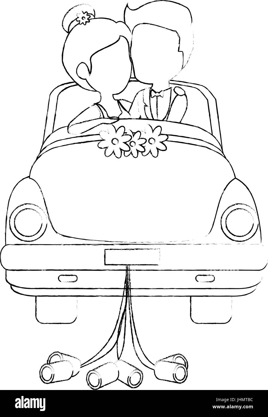 Just Married Auto Zeichnung Zum Ausdrucken