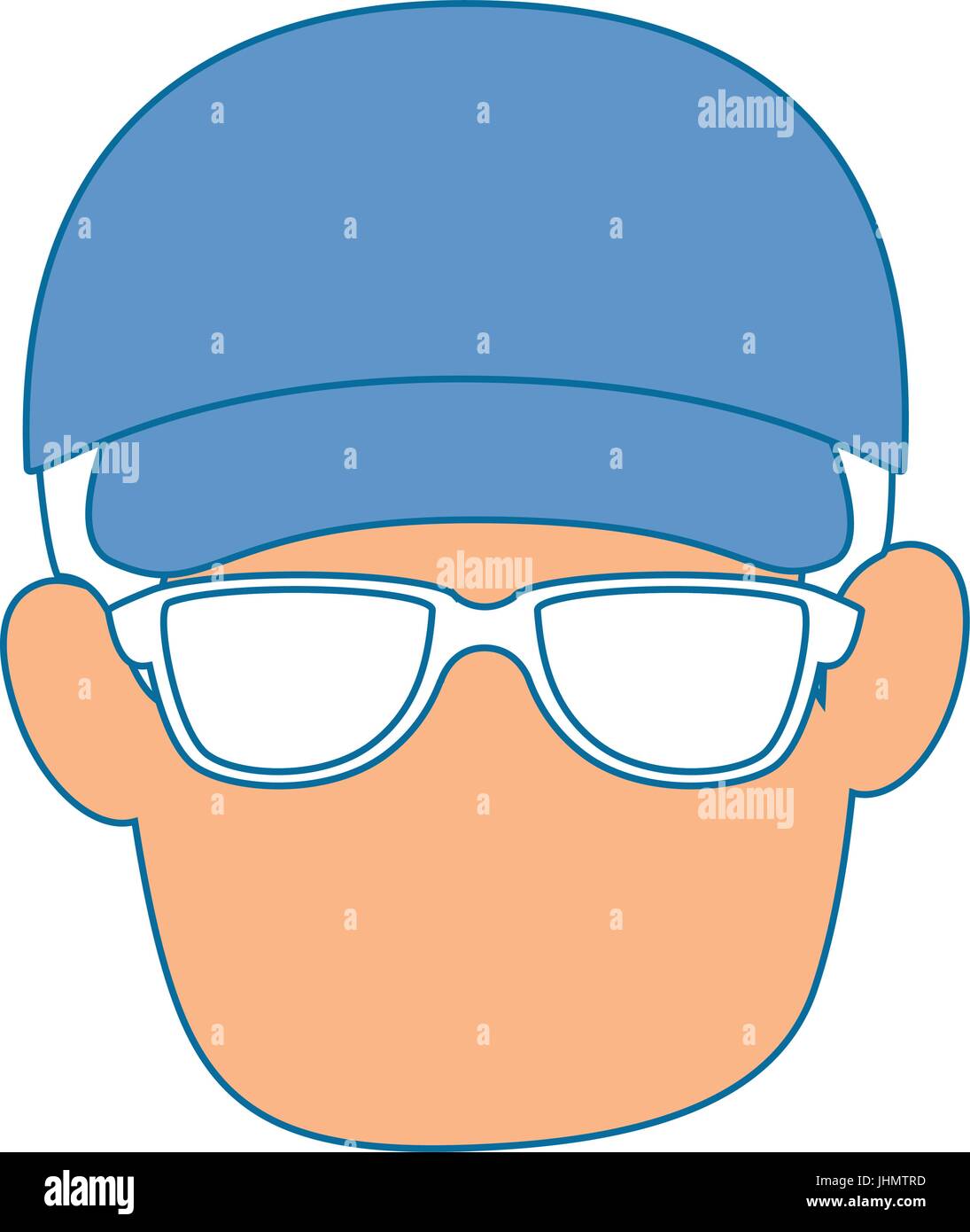 Avatar Mann trägt eine Kappe Symbol auf weißem HintergrundVektorillustration Stock
