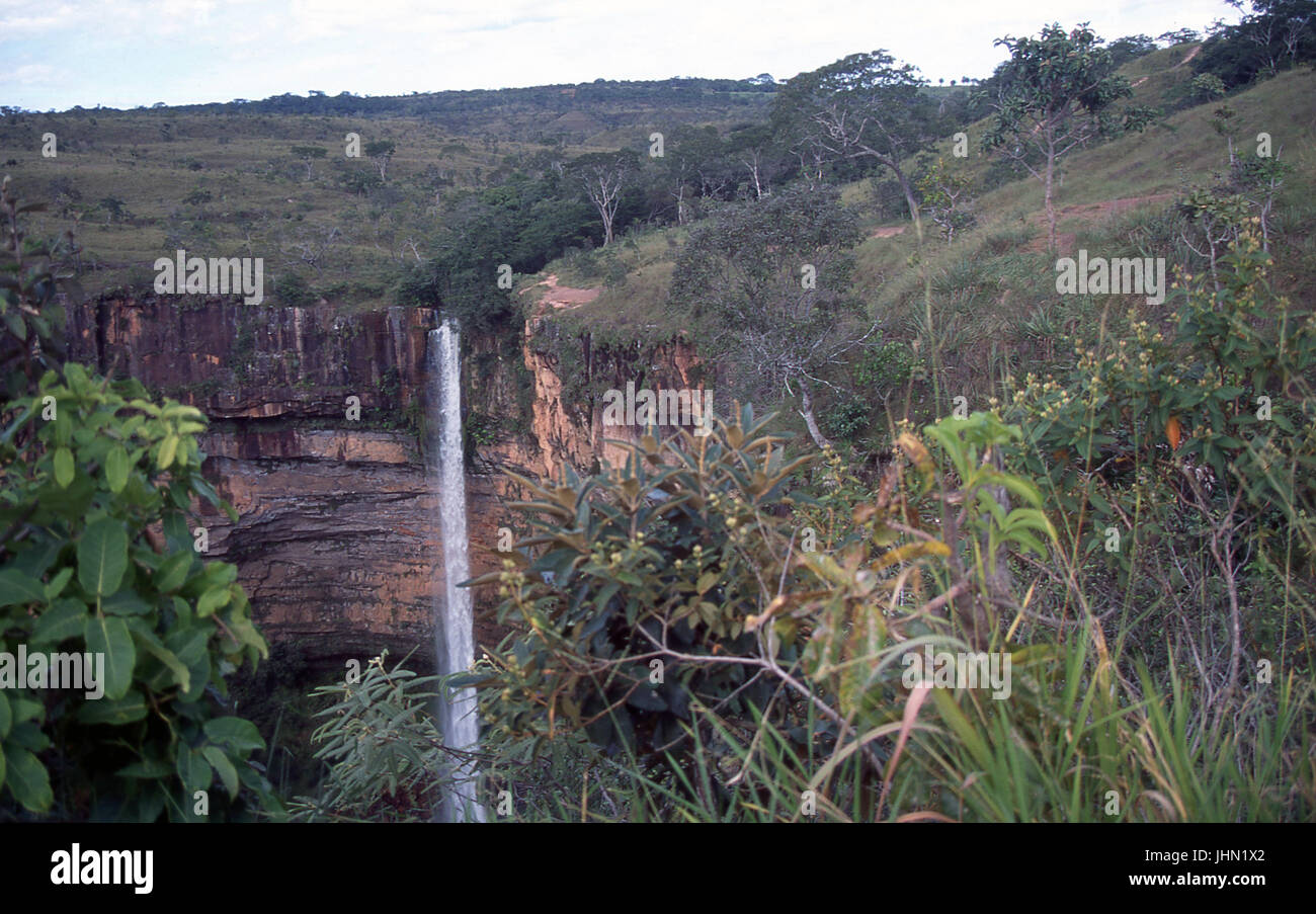 Wasserfall Braut Schleier; Chapada Dos Guimarães; Mato Grosso do Sul; Brazilien Stockfoto