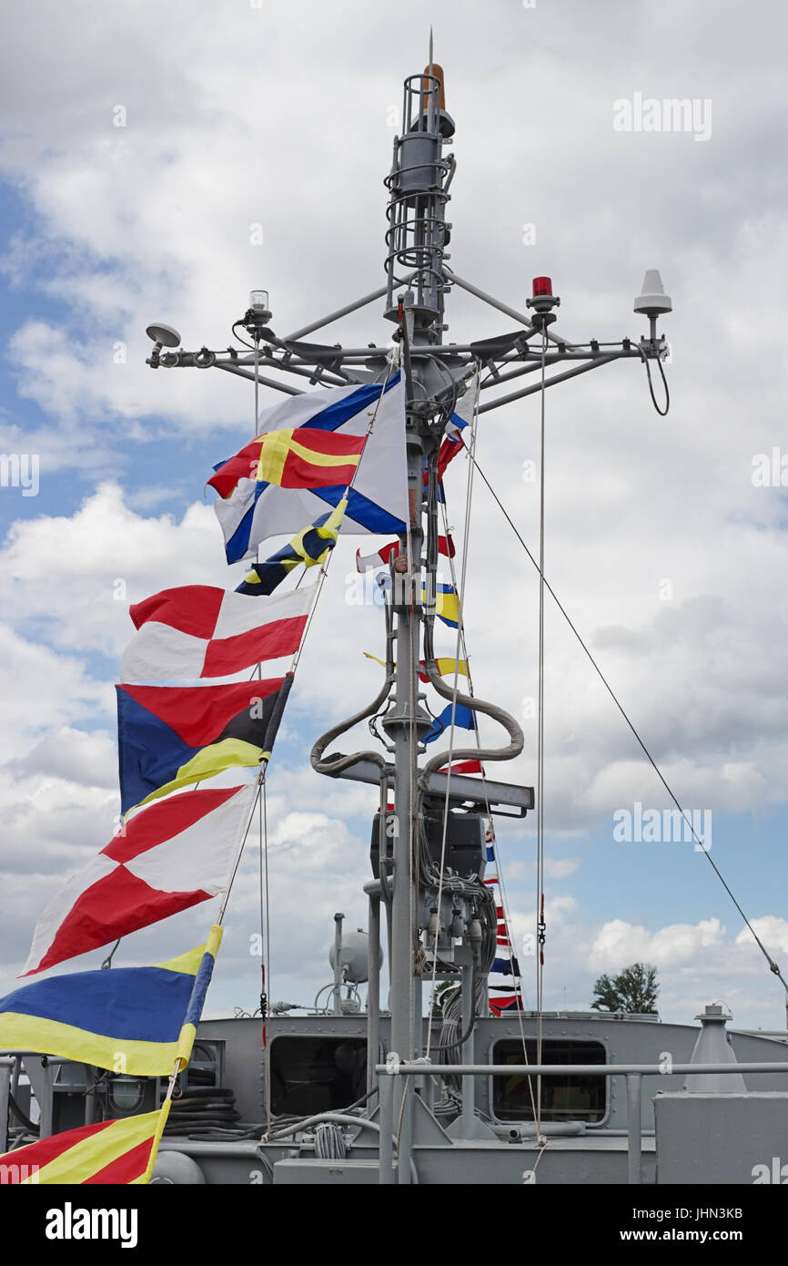 Radar von einem warboat Stockfoto