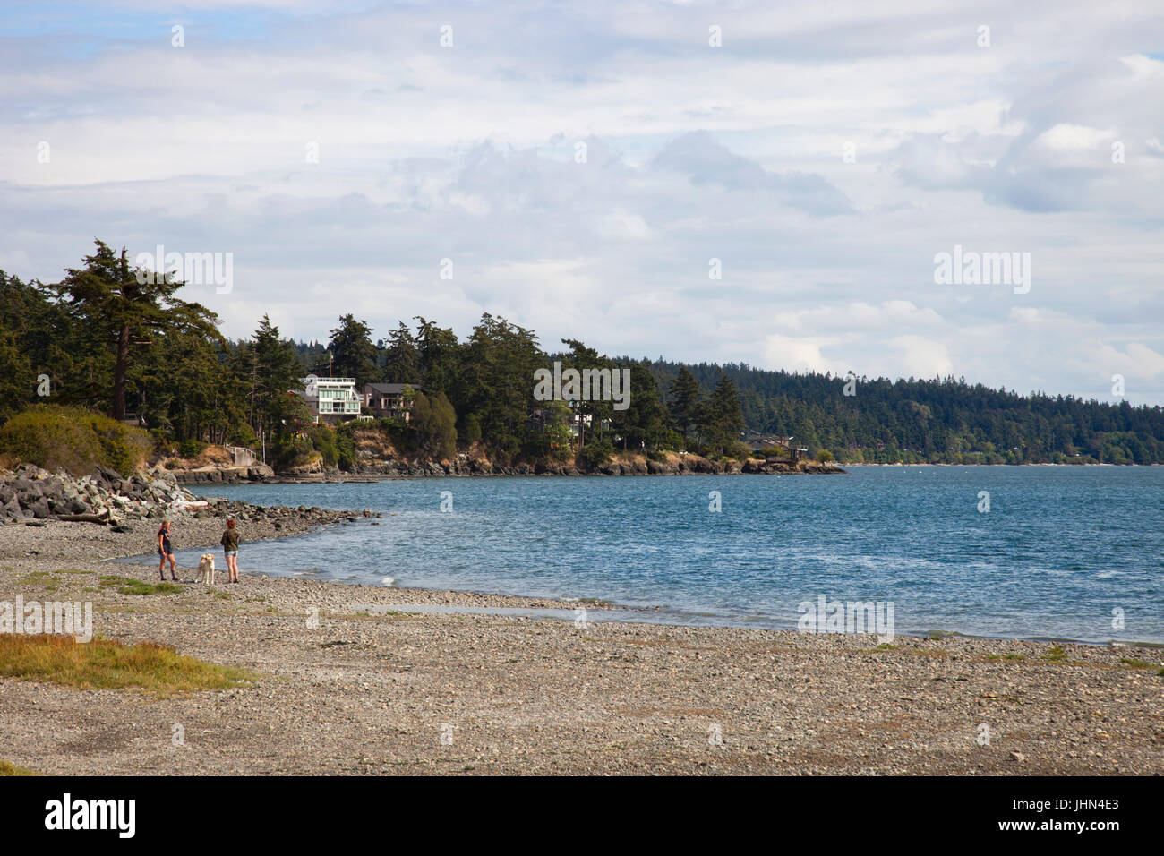 Strand, La Conner Campingplatz Swinomish Indianer-Reservat, Skagit Bay, Fidalgo Island, La Conner, US-Bundesstaat Washington, USA, Amerika Stockfoto