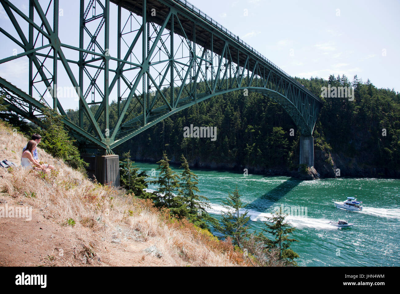 Deception Pass Bridge und Täuschung State Park, Fidalgo Island und Whidbay Island, Bundesstaat Washington, USA, Amerika Stockfoto