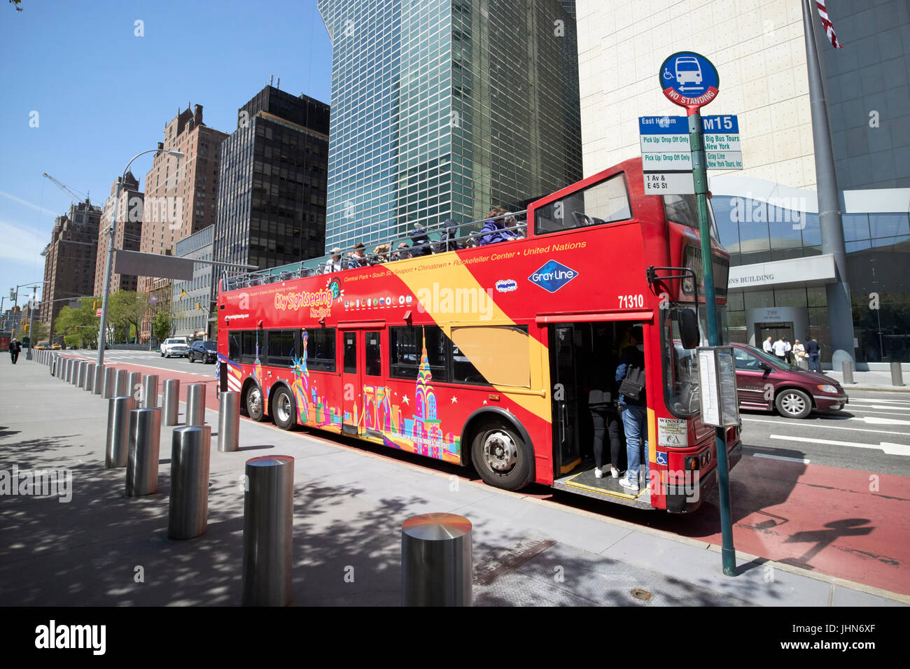 New York City Sightseeing Tour Gray Line Drop off Point East Harlem Nationen USA Stockfoto
