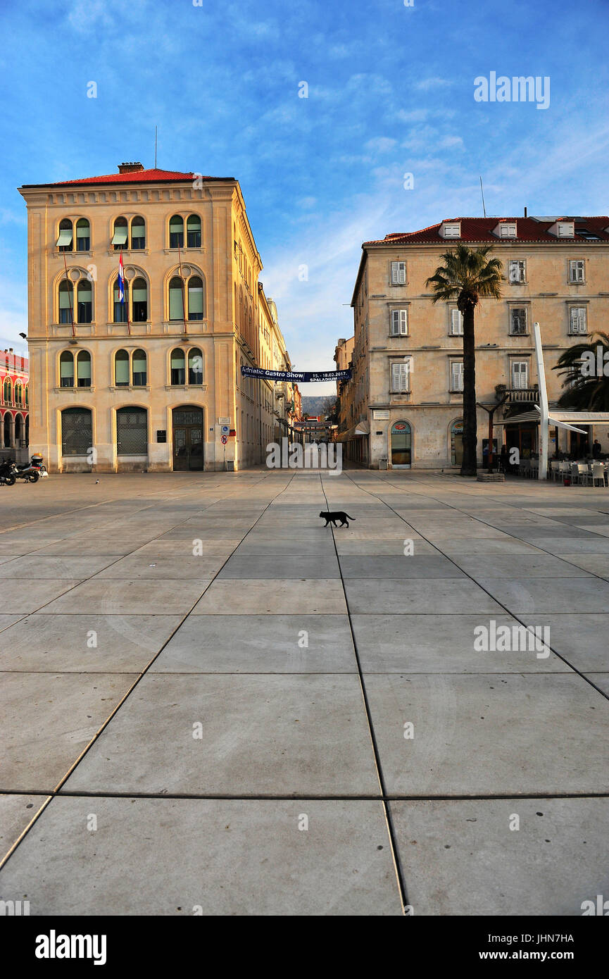 SPLIT, Kroatien - Februar 21: Blick auf die Stadt historischen Zentrum von Split, Kroatien am 21. Februar 2017. Split ist die Hauptstadt der Region Dalmatien Kroatien Stockfoto
