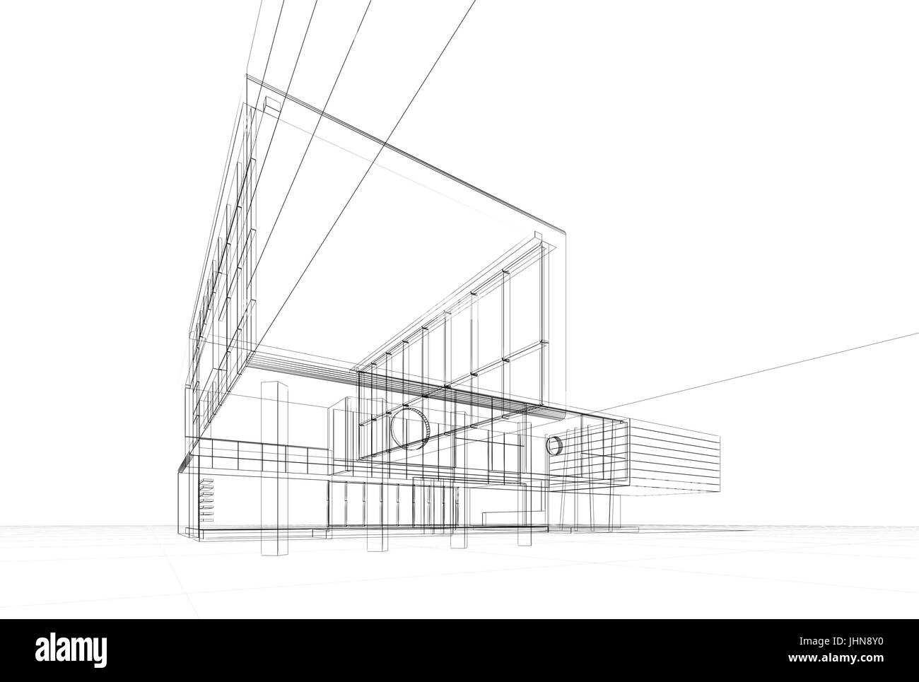Architektur blueprint 3d Stockfoto