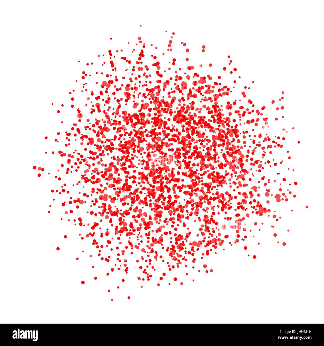 Abstrakten roten Punkten auf weißem Hintergrund. Explosion der Spots. Design-Element. Vektor-Illustration. Stock Vektor