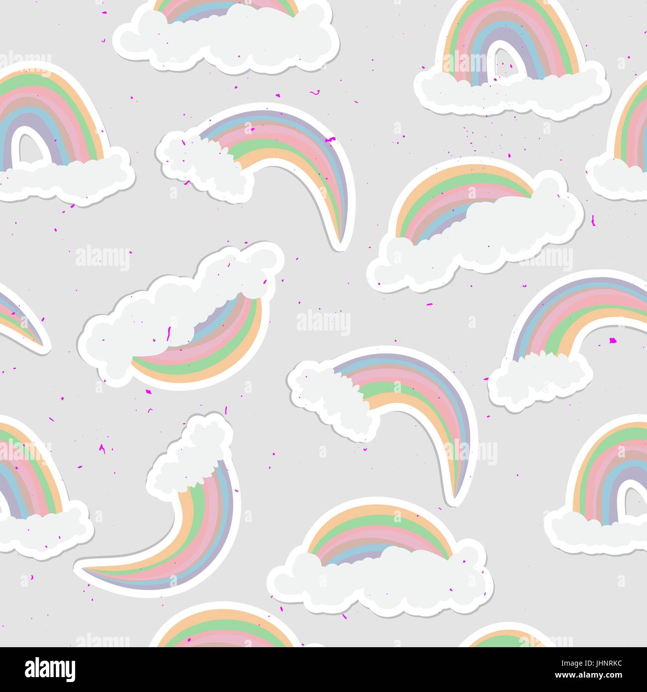 Niedlichen Regenbogen Musterdesign. Süße Regenbogen und Wolken-Hintergrund Stock Vektor