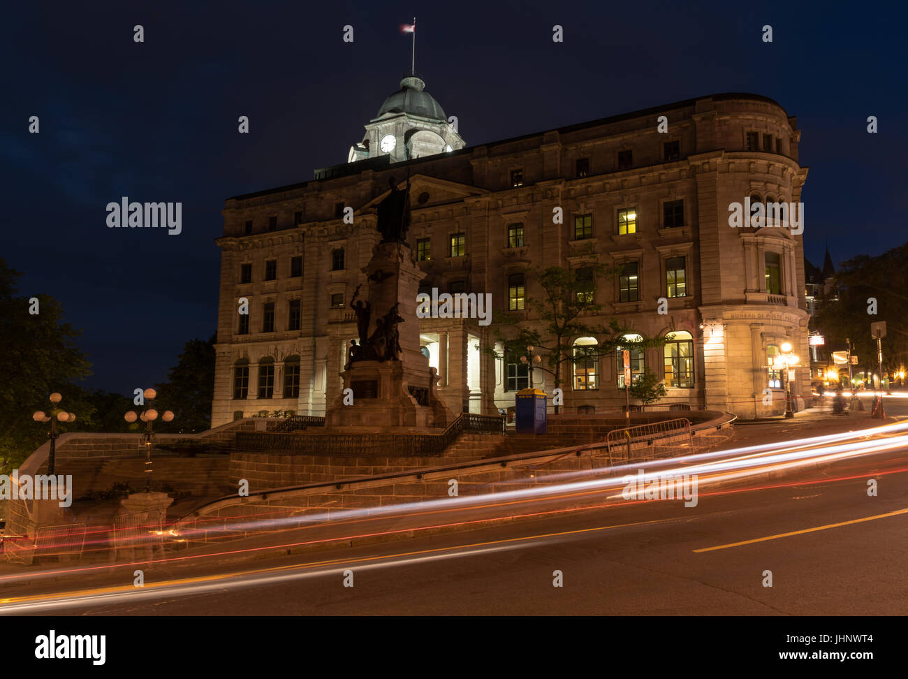 Straßen des alten Quebec Stadt, in der Nähe von Parks Canada Agency während der Nacht. Kanada Stockfoto