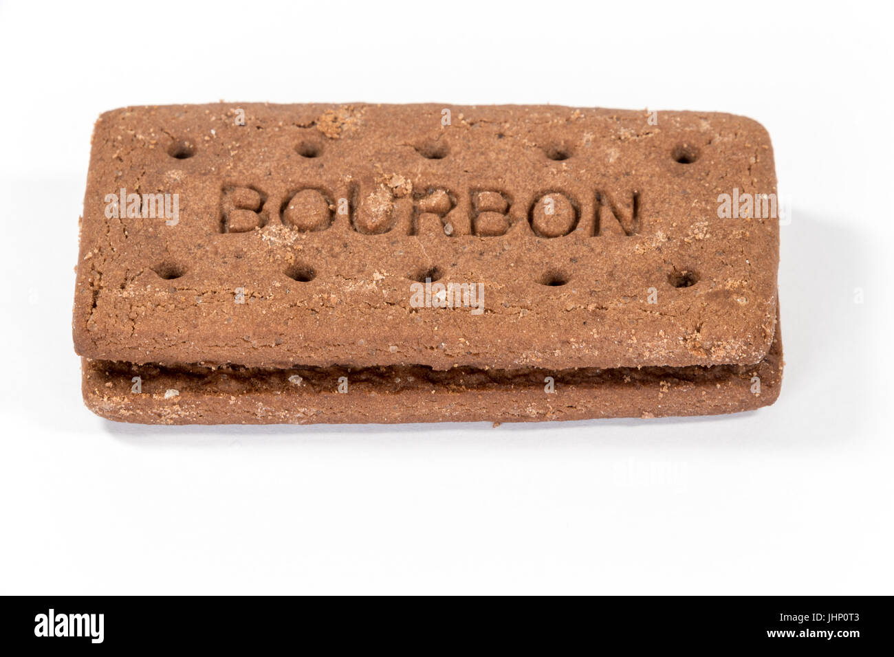Bourbon Biskuit isoliert auf weißem Hintergrund Stockfoto