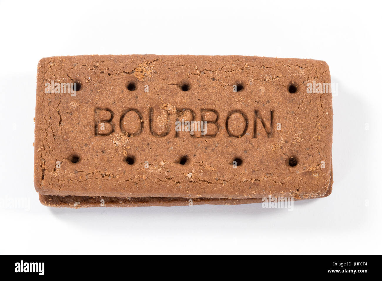 Bourbon Biskuit isoliert auf weißem Hintergrund Stockfoto