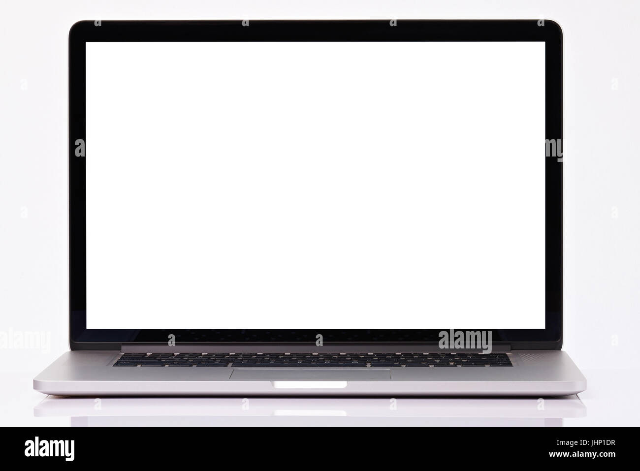 Leere Laptop display isolierten auf weißen Hintergrund. Textfreiraum auf Laptop-Bildschirm Stockfoto