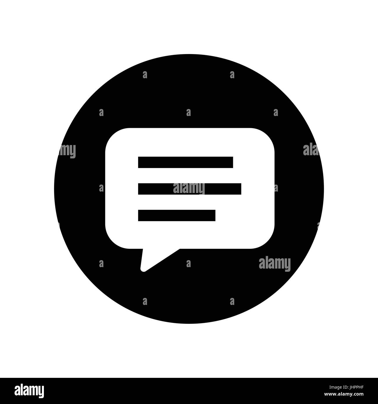 Blase-Chat in schwarzer Kreis-Symbol, Wahrzeichen in einem Kreis auf weißem Hintergrund. Vektor Designikonen. Stock Vektor
