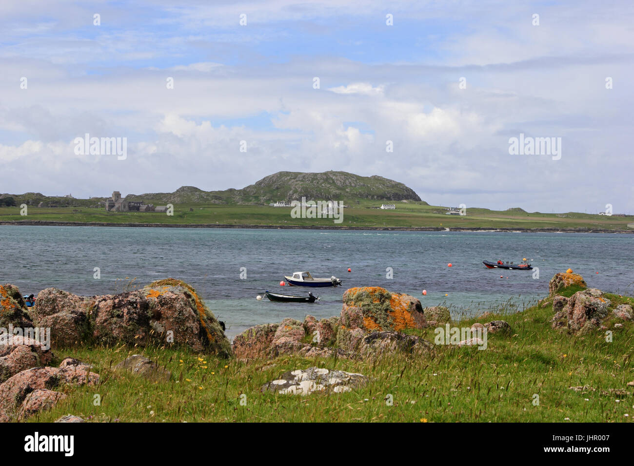 Insel Iona gesehen von Fionnphort, Isle of Mull, Argyll & Bute, Scotland Stockfoto