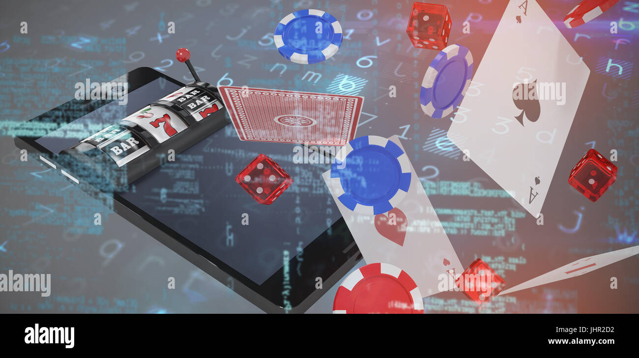 Virus Hintergrund 3D-Bild des Spielautomaten auf Handy Stockfoto