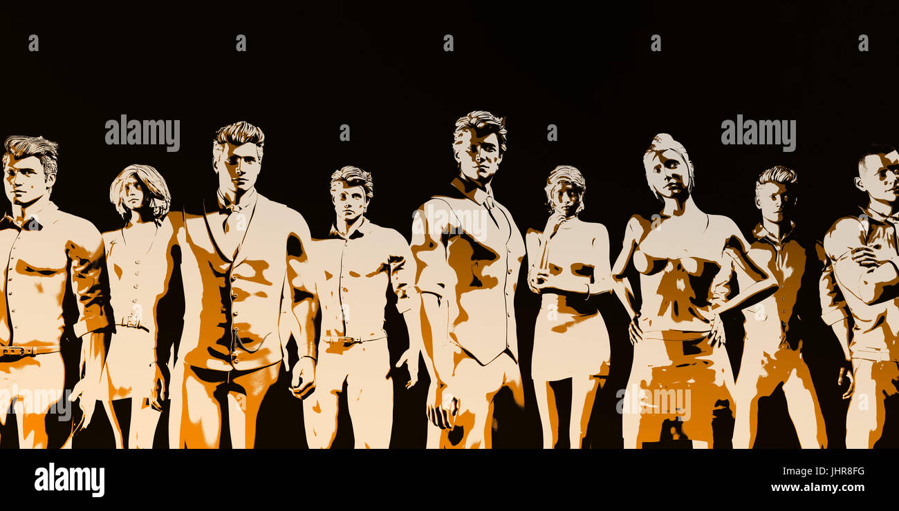 Führungskräfte in Unternehmen stehen vor dem Hintergrund als Kunst Stockfoto