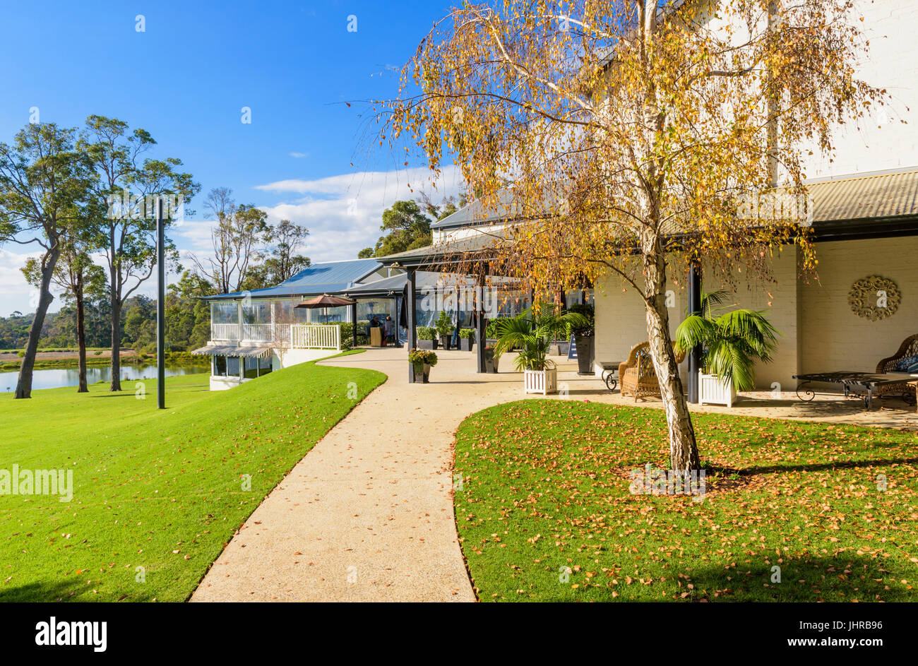 Aravina Estate Winery Restaurant Kellertür in der Margaret River Region von Western Australia, Yallingup, Australien Stockfoto
