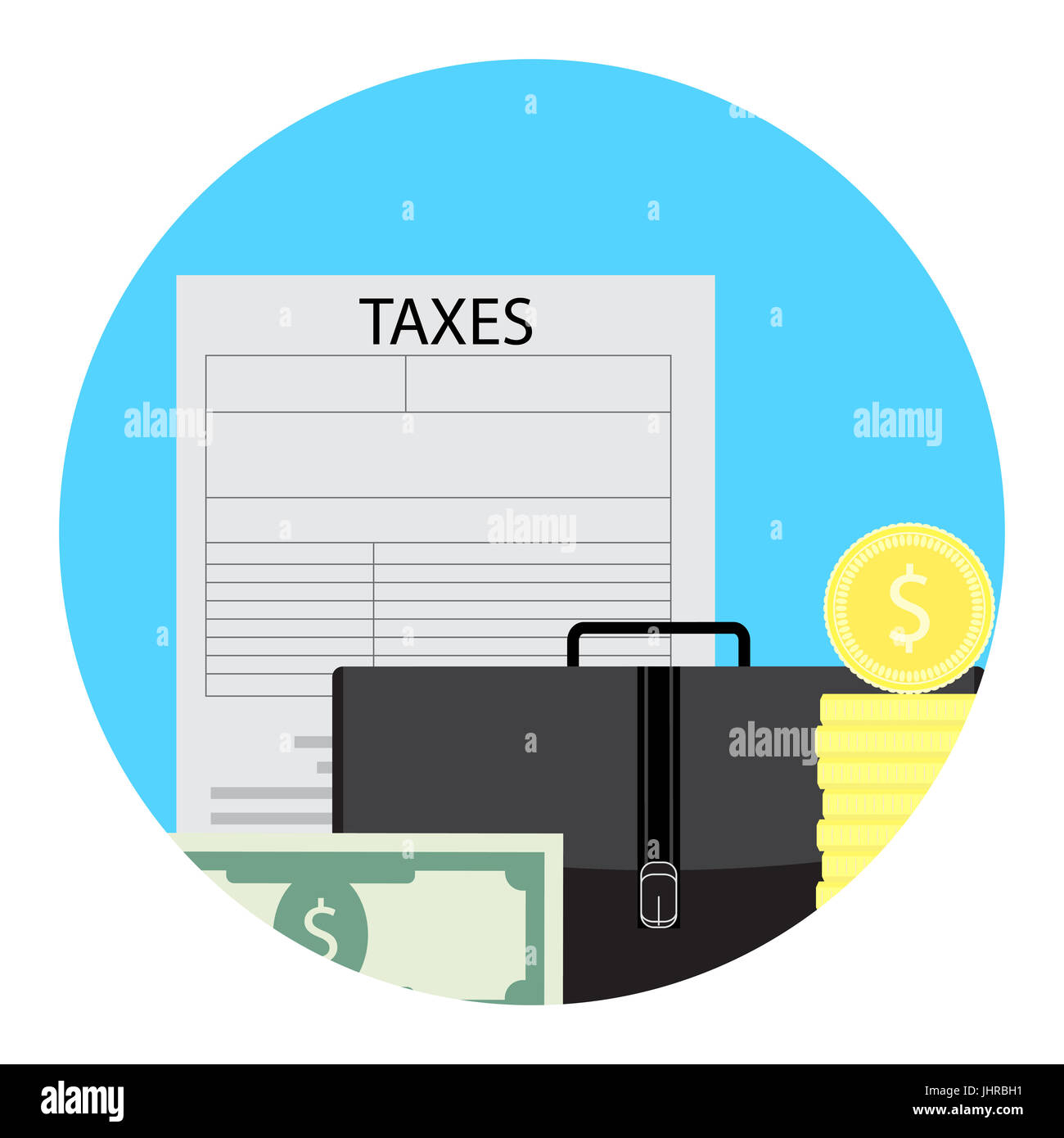 Steuererklärung-Symbol flach Stil. Vektor-Steuererstattung, Abbildung der Vorbereitung Steuerkonto Stockfoto