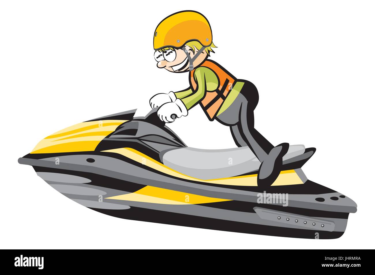 Mann fahren einen Wasser-Scooter-isoliert auf weißem Hintergrund. Konzeptionelle Vektor-Illustration. Stock Vektor