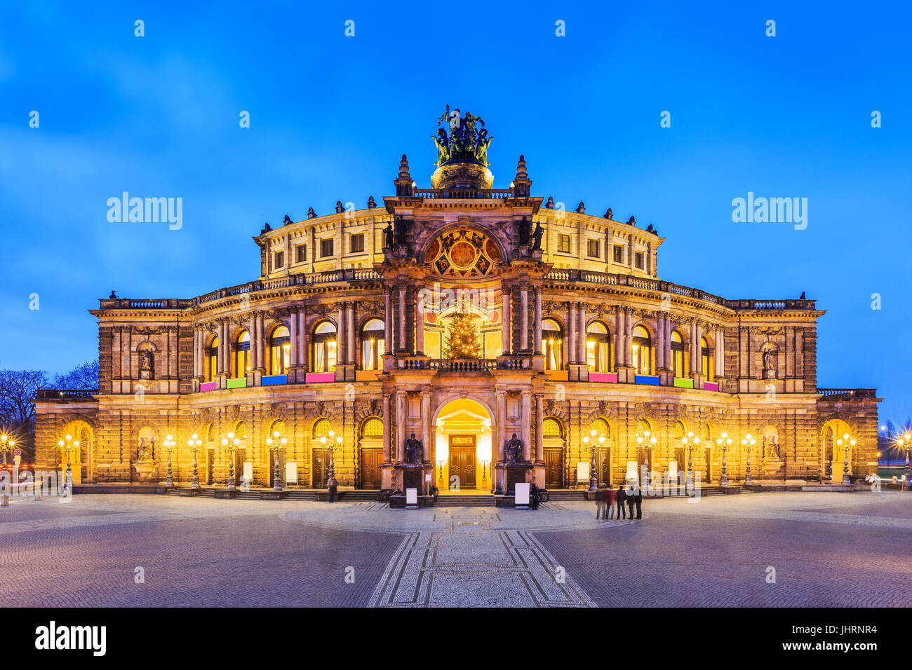 Dresden, Deutschland. Die Semperoper - das Opernhaus des sächsischen Staates. Stockfoto
