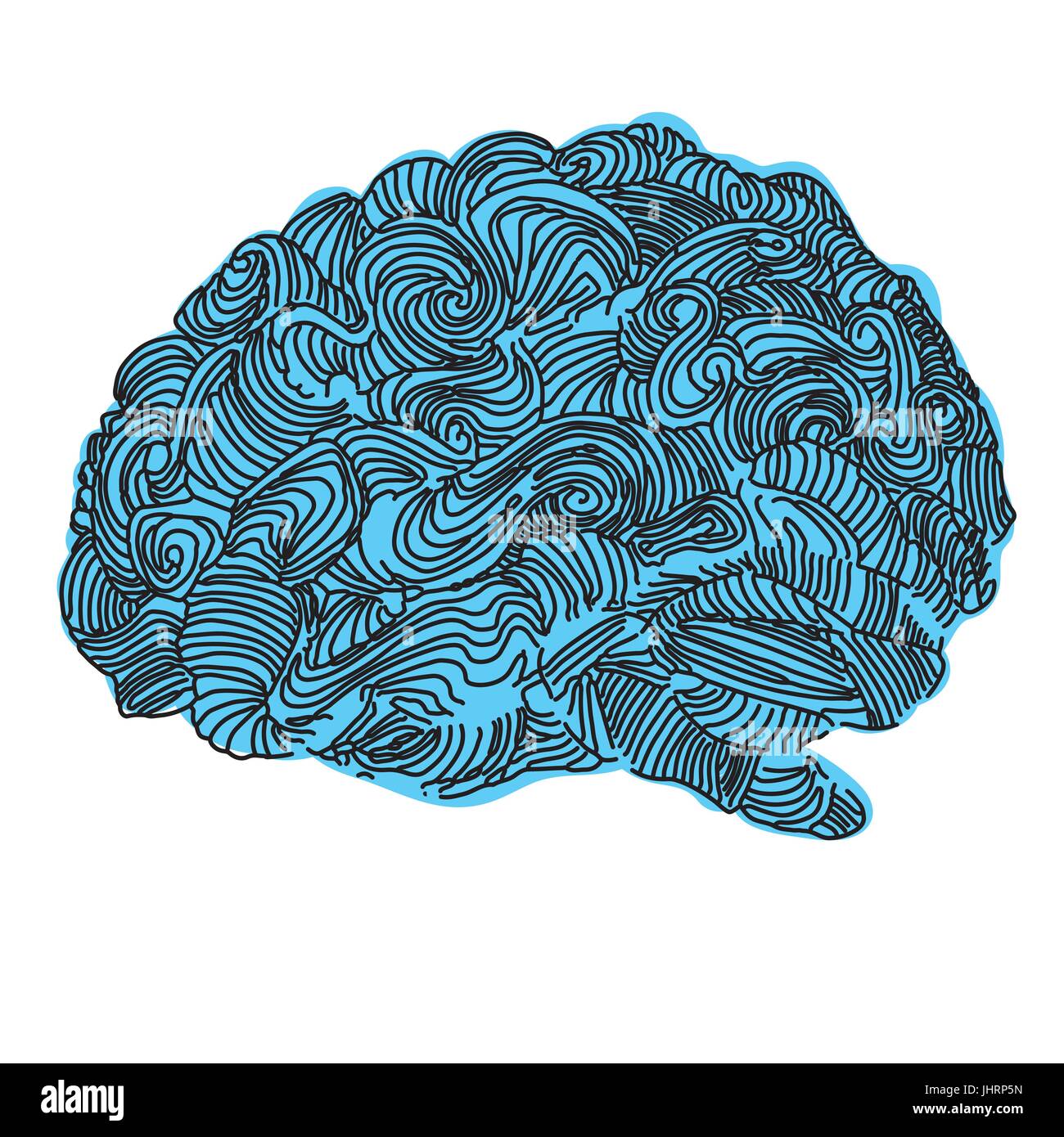 Gehirn Idee Illustration. Doodle-Vektor-Konzept über menschliche Gehirn. Kreative illustration Stock Vektor