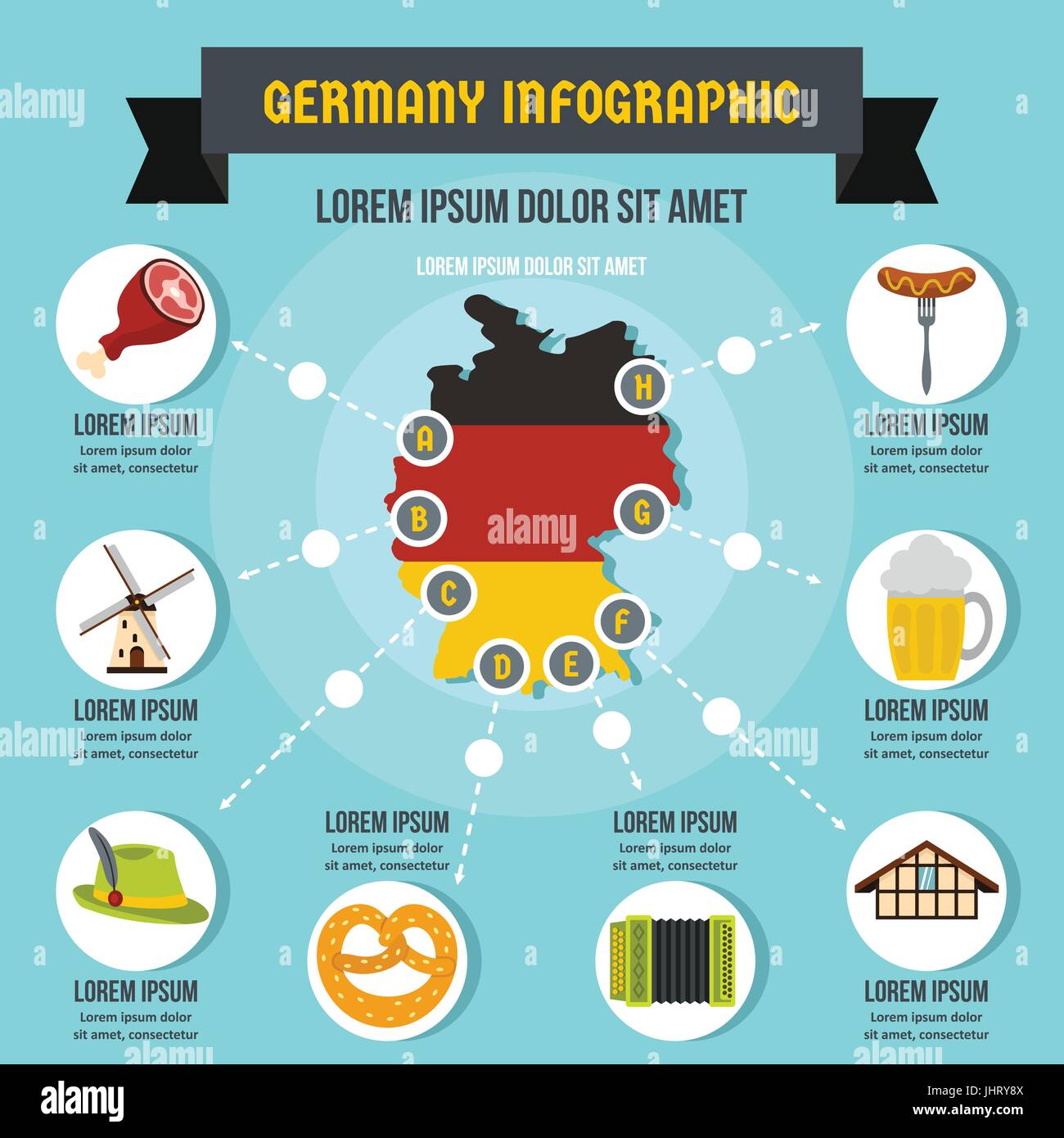 Deutschland-Infografik-Konzept, flachen Stil Stock Vektor