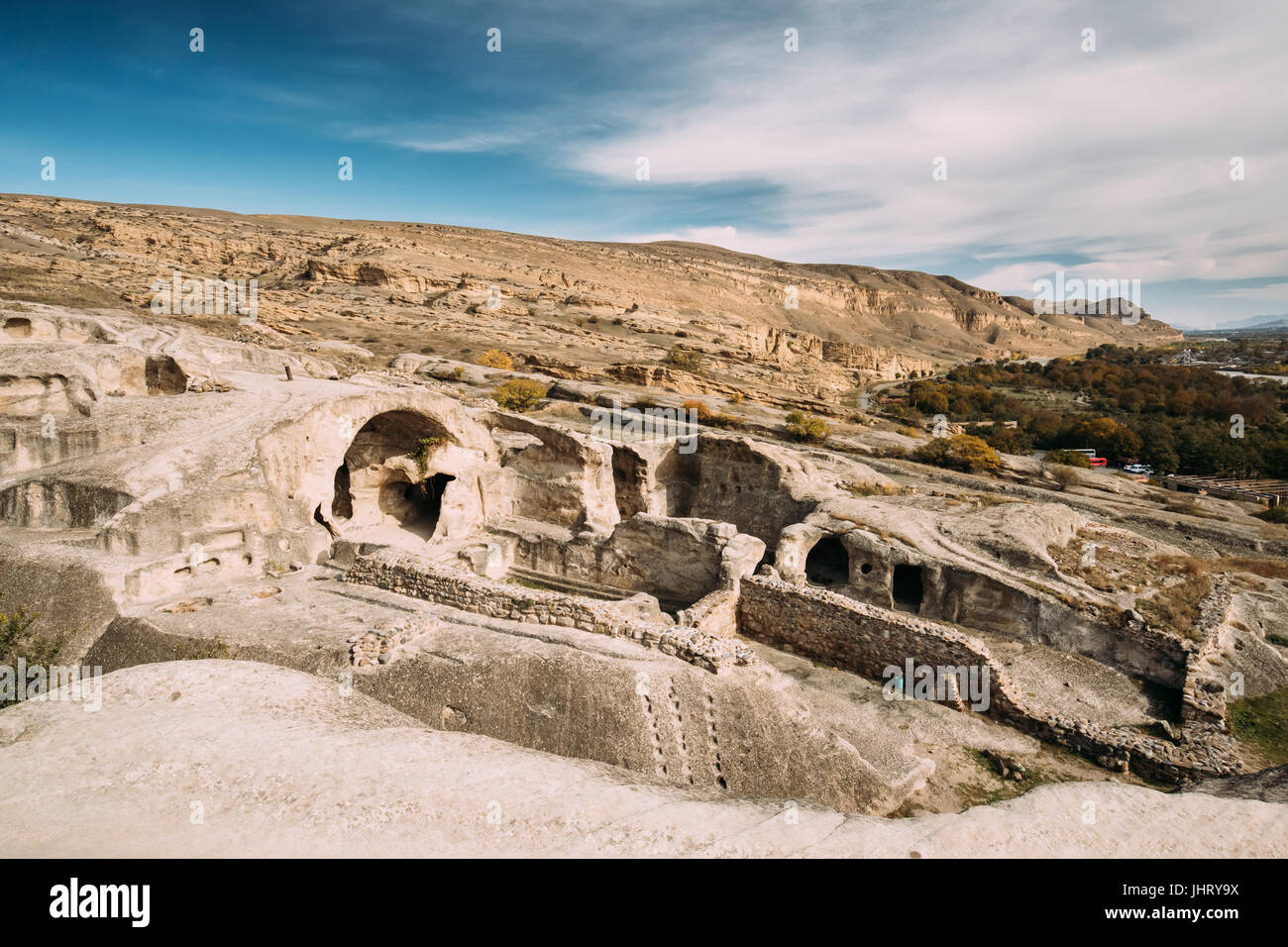 Uplistsikhe, Shida Kartli Region, Georgia. Der Maklavani Tempel In Wahrzeichen Uplistsikhe. Antike Stadt In Ost-Georgien Felsen gehauen. UNESCO-Worl Stockfoto