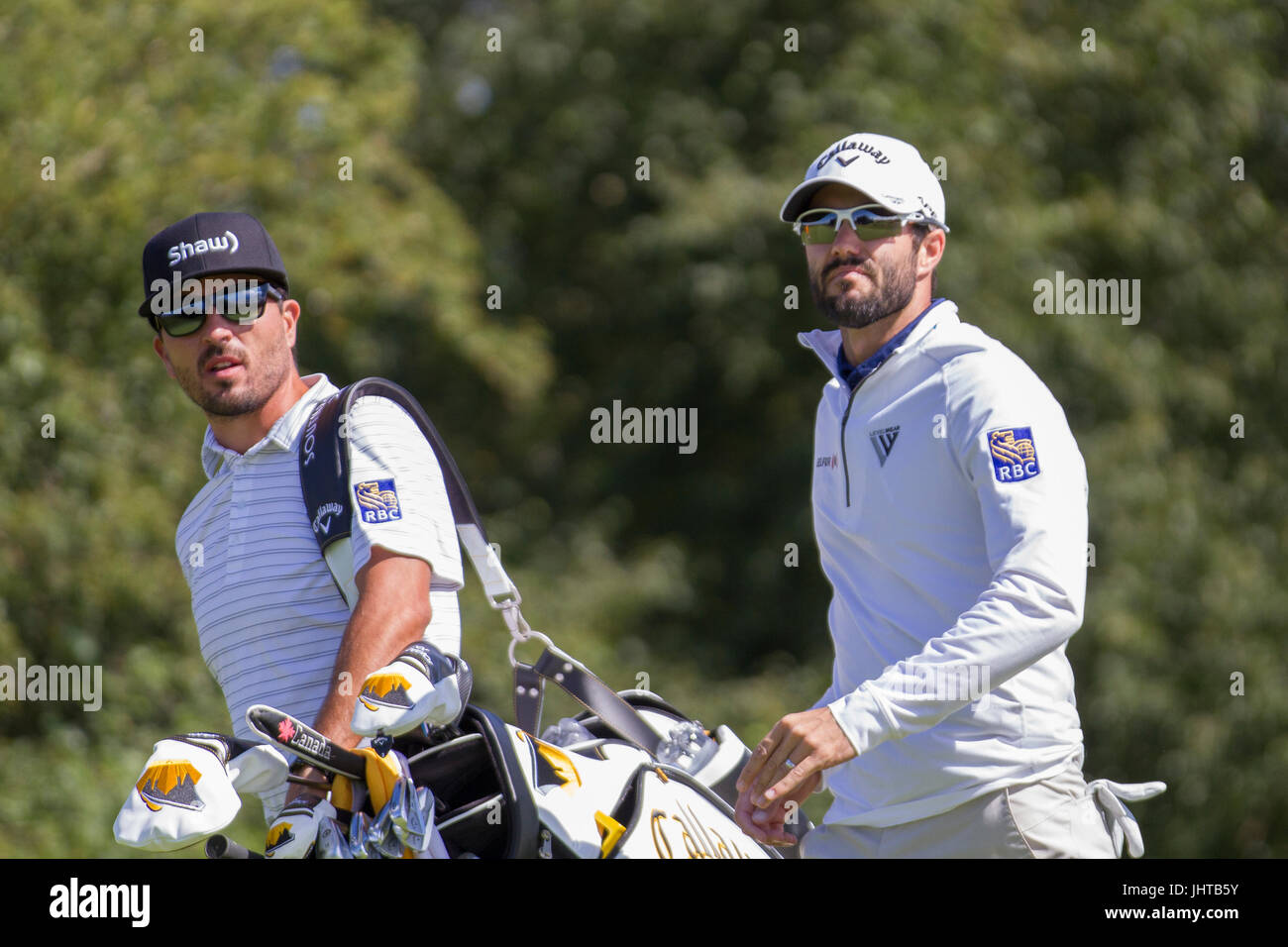 Southport, Merseyside, England. 16. Juli 2017. Adam Hadwin Bright Sonnenschein für den 1. Tag der Praxis bei den British Open Championships in Royal Birkdale. Bildnachweis: MediaWorldImages/Alamy Live-Nachrichten Stockfoto