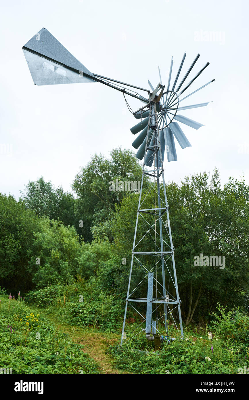 Wind-Pumpe, Brandon Marsh Nature Reserve, Coventry, Warwickshire, Großbritannien Stockfoto