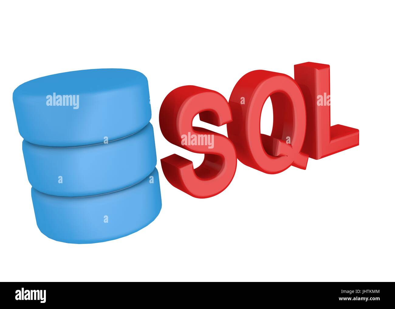 Strukturierte SQL Abfrage Sprache Datenbank Suche Daten Logo. Symbol auf weißem Hintergrund. 3D-Symbol Stockfoto