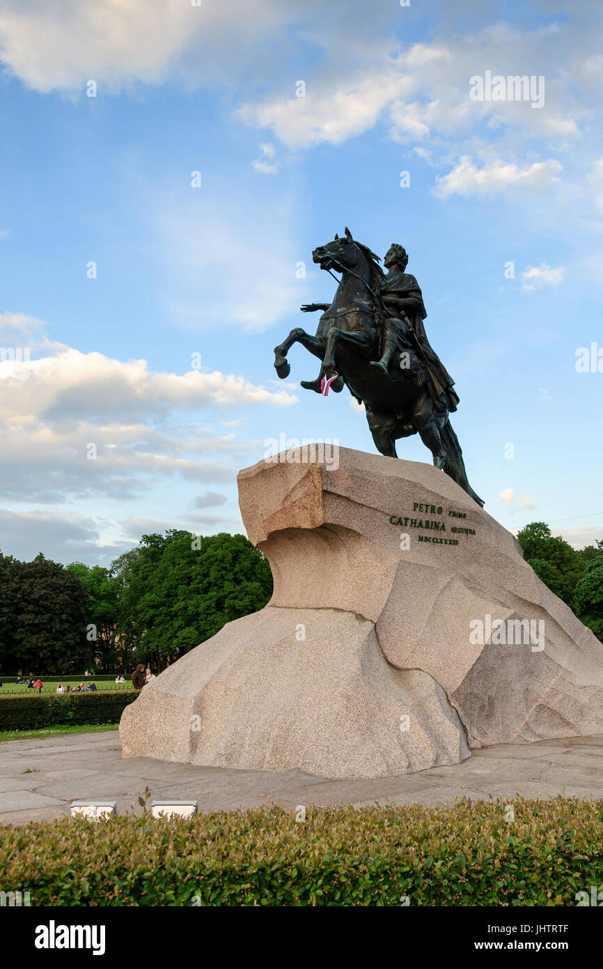 Der Bronzene Reiter, der Senatsplatz, St. Petersburg, Russland Stockfoto