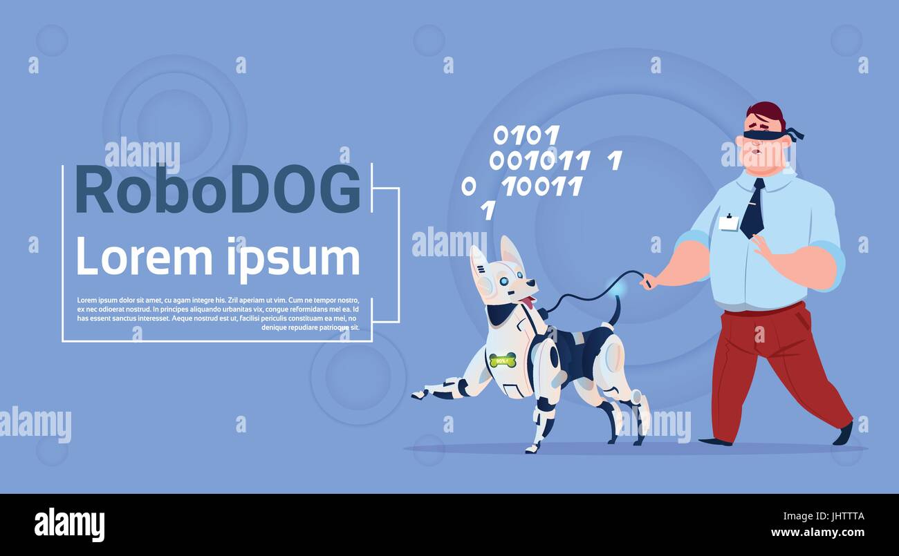 Roboterhund Führung blinder niedliche Haustier Robot Helper Stock Vektor
