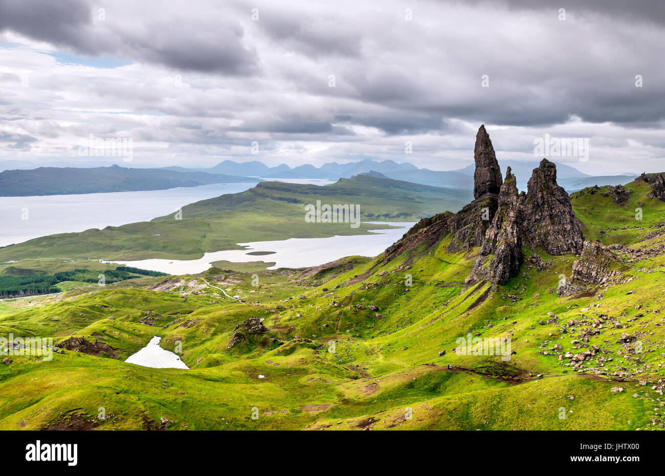 Der Old Man of Storr, Isle Of Skye Highland, Schottland, Vereinigtes Königreich. Schottische Landschaft / Landschaften. Stockfoto