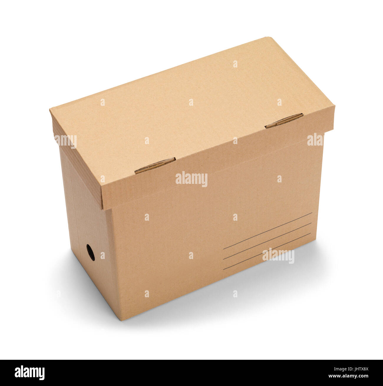 Braune Datei Aufbewahrungsbox, Isolated on White Background. Stockfoto