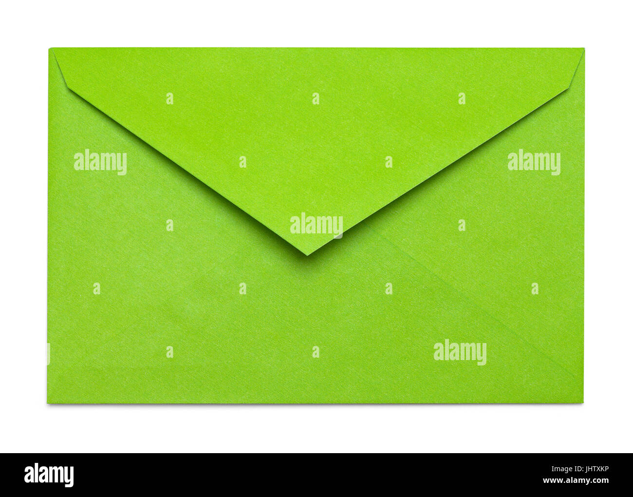Geöffneten Umschlag grün Isolatd auf weißem Hintergrund. Stockfoto
