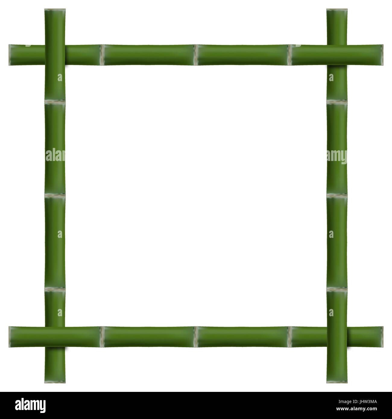 Leere Rahmen mit grünen Bambus Stiele isolierten auf weißen Hintergrund, Vektor-Illustration. Stock Vektor